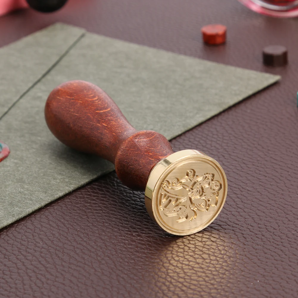 Retro Easter Rabbit Pattern Seal Stamp Wood Handle Wax Seal Stamp for Envelope Decor Festival Decorative Stamp Caft Gift