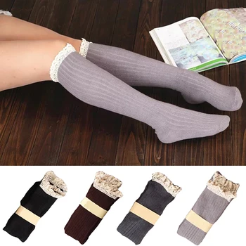 

Women’s Cute Lace Floral Hosiery Long Socks Winter Warm Ladies Mid Tube Socks WATHC0045