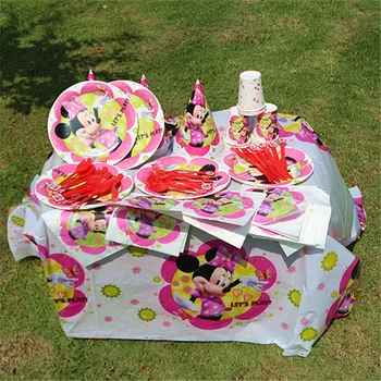 

132pcs/set Minnie Mouse Girls Birthday Party Decorations Kids Party Supplies Party Disposable Tableware Super Set