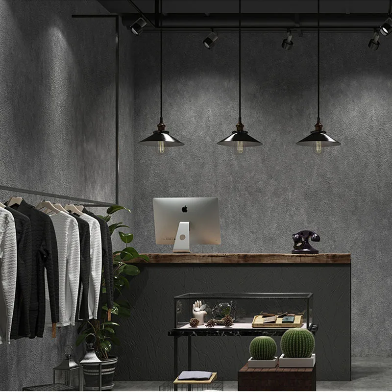 

beibehang New retro industrial style cement gray wallpaper restaurant restaurant billiard hall living room plain frosted wall