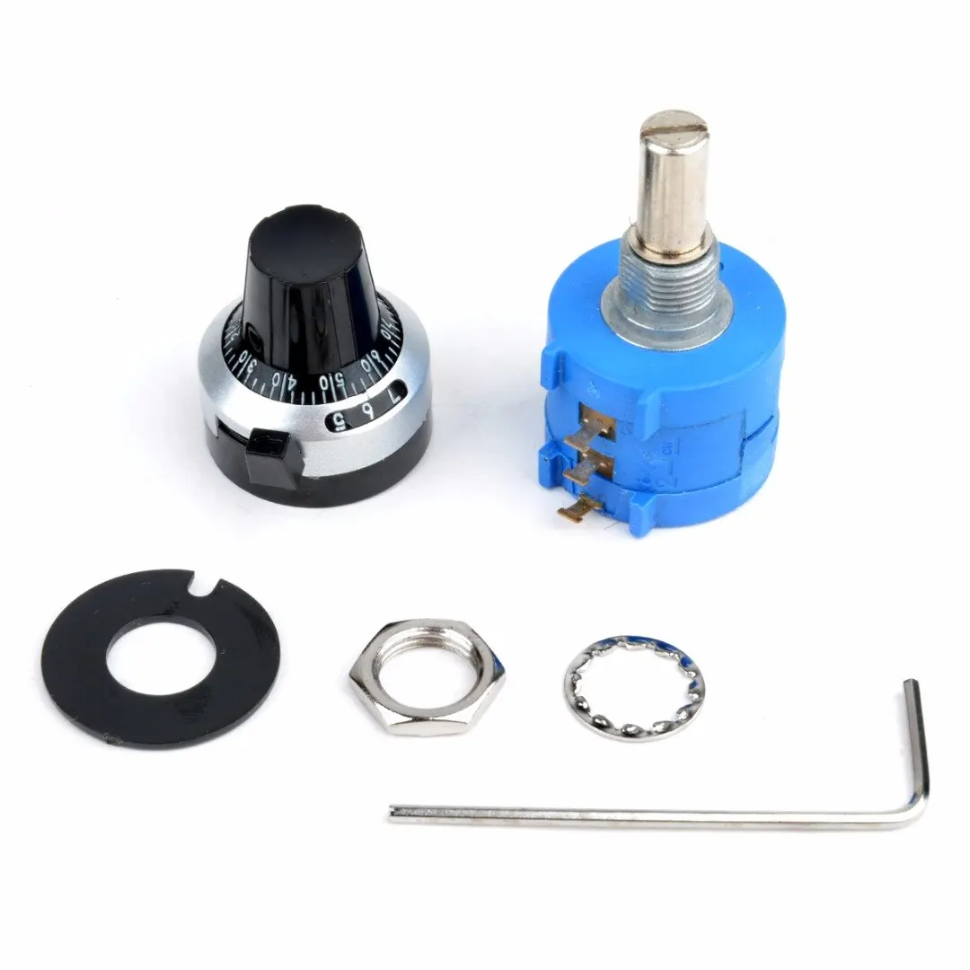 1Pcs Adjustable 10K Ohm 10 Turn Potentiometer + 2pcs Washeres + Nut + Wrench with Counting Dial Rotary Knob New