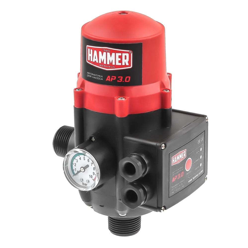 Блок автоматики Hammer AP3.0 для всех типов насосов,производит.80л\\мин,раб.давл.1,5-3бар.маноментр Блок автоматики Hammer AP3.0 для всех типов насосов,производит.80л\\мин,раб.давл.1,5-3бар.маноментр