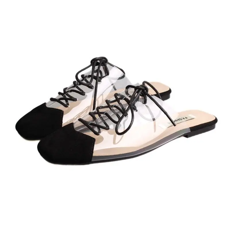 

Женские туфли без задника, прозрачные сандалии на плоской подошве, повседневные шлепанцы без задника, лето 2021