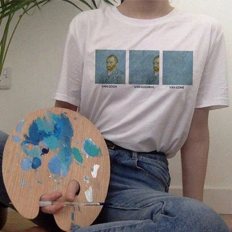 van gogh women t shirt new fashion art print tshirt Meme female clothes aesthetic t-shirt funny Tumblr Grunge grunge top tee