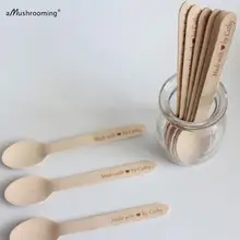 Лазерная Гравировка Персонализированные Одноразовые деревянные ложки сделанные вручную ложки Подарочная посылка вечерние ложки