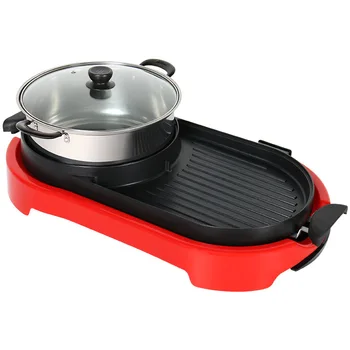 

1800W POWER Korean Smokeless barbecue electric grill&pot roasting oven electric baking pan 2 in 1 electric grill with hot pot