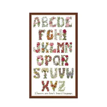 

New Coming Letter - Flower CROSS-STITCH Set DMC 11CT 14CT Handmade DIY Embroidery Kit for Home Decor Painting and Surprise Gift