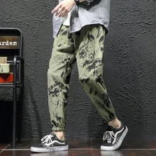 Мужские камуфляжные брюки с модным принтом, повседневные брюки на шнурке, мужские уличные спортивные штаны в стиле хип-хоп, свободные джоггеры, спортивные штаны для мужчин