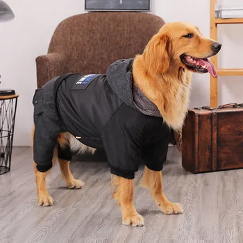 

Winter Warm Big Large Dog Clothes Jumpsuit Dog Hoodie Snowsuit Golden Retriever Pitbull Dog Cotton Padded Jacket Coat Clothing