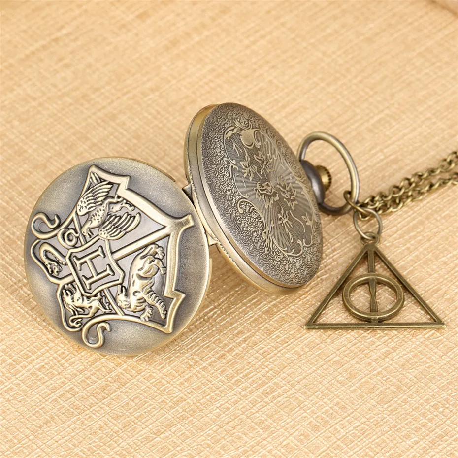 Горячая Распродажа Hogwarts школьная тема кварцевые карманные часы ожерелье карманные аксессуары для часов подвеска Fob цепочки для свитера дети