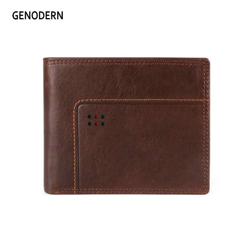 GENODERN 남성용 Rfid 이중 지갑, 비즈니스 남성 지갑, 동전 주머니, 카드홀더 사진 홀더, 짧은 지갑, 신제품