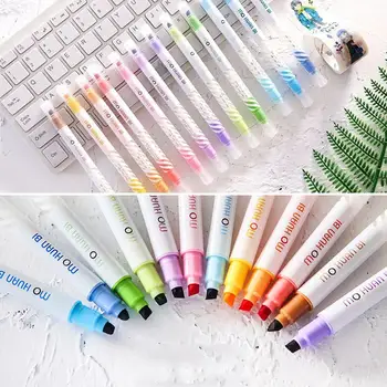 

Creative Double Head Marker Pens Discolor Highlighter For Kids Office Supplies School Gift Stationery Korean Pens G2R8