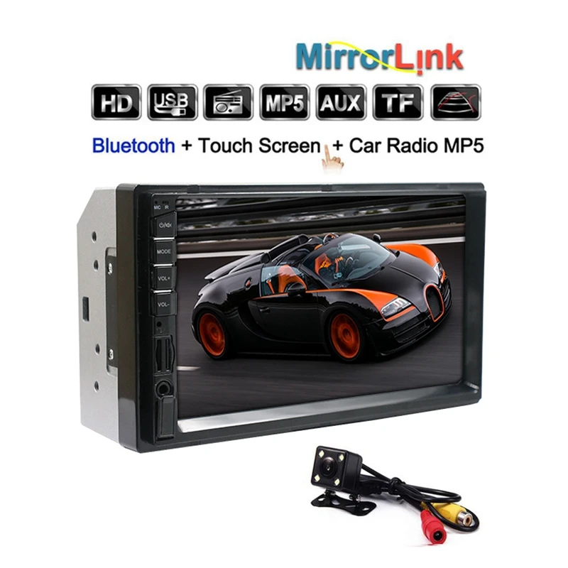 2 Din Автомобильный мультимедийный плеер Автомобильный Радио Bluetooth Mirrorlink HD пресс радио Mp5 плеер Usb AUX аудио стерео 7082