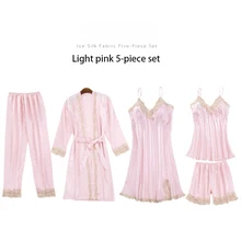 Новое поступление, сексуальные женские пижамы, 5 шт., пижамные комплекты, Весенняя Пижама Mujer Robe, женские пижамы и пижамы без рукавов, сексуальные