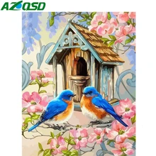 AZQSD Unframe DIY краски по номерам на холсте цветок Dewcor для дома масляная краска ing по Набор цифр птицы ручная краска ed подарок