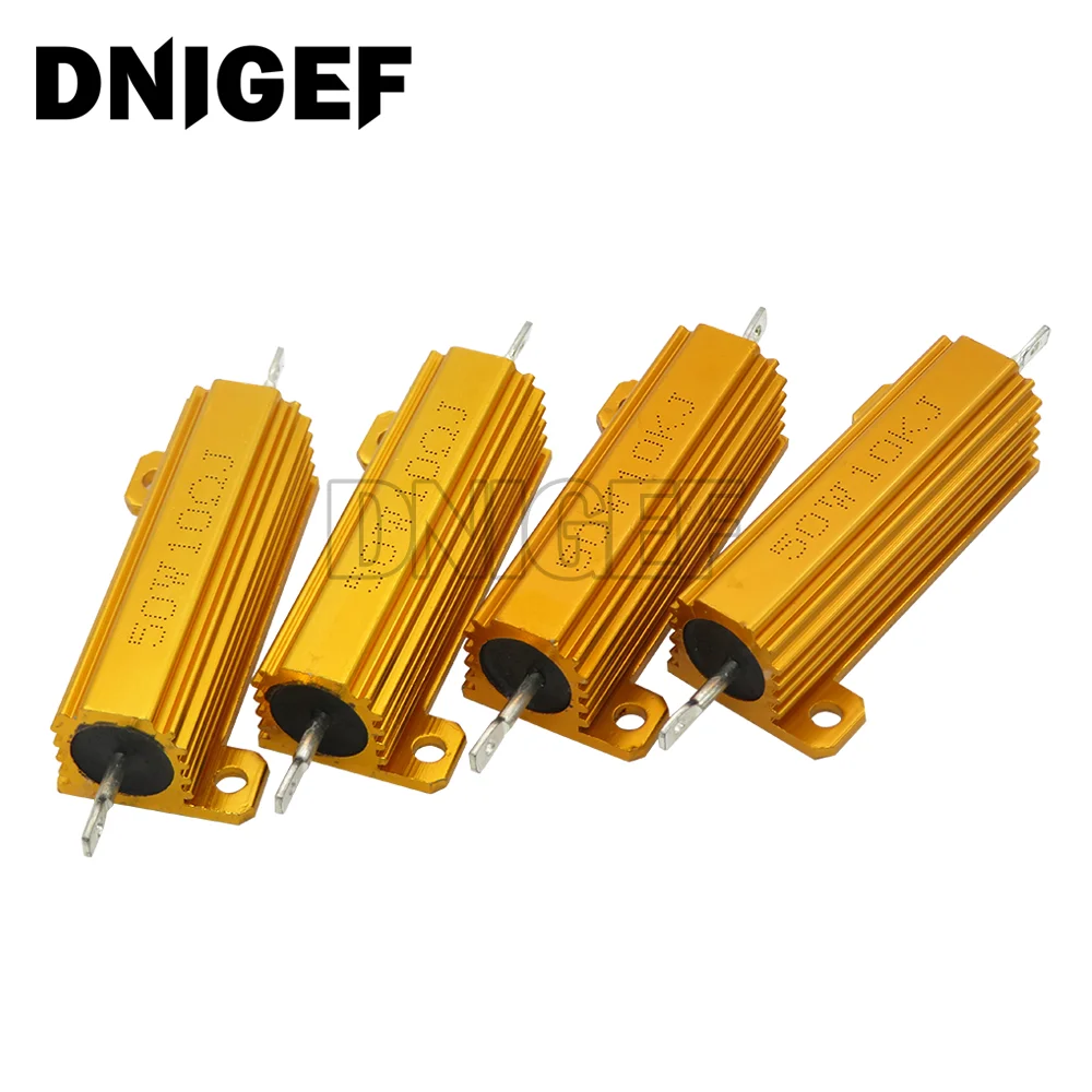 1pcs 50W Aluminum Power Metal Shell Case Wirewound Resistor 0.05 0.1 0.5 1 2 6 8 10 20 200 500 750 800 1K 10K ohm 0.01-100K NEW | Отзывы и видеообзор