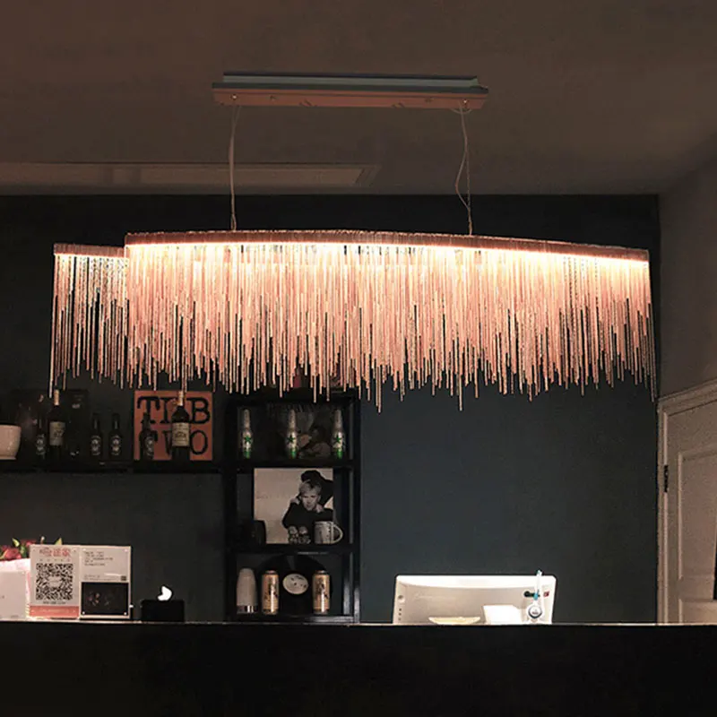 

Modern Three Grades Lamp Intensity Tassel Chandelier Nordic Restaurant Luxury Hotel Engineering Chain Living Lighting Fixtures