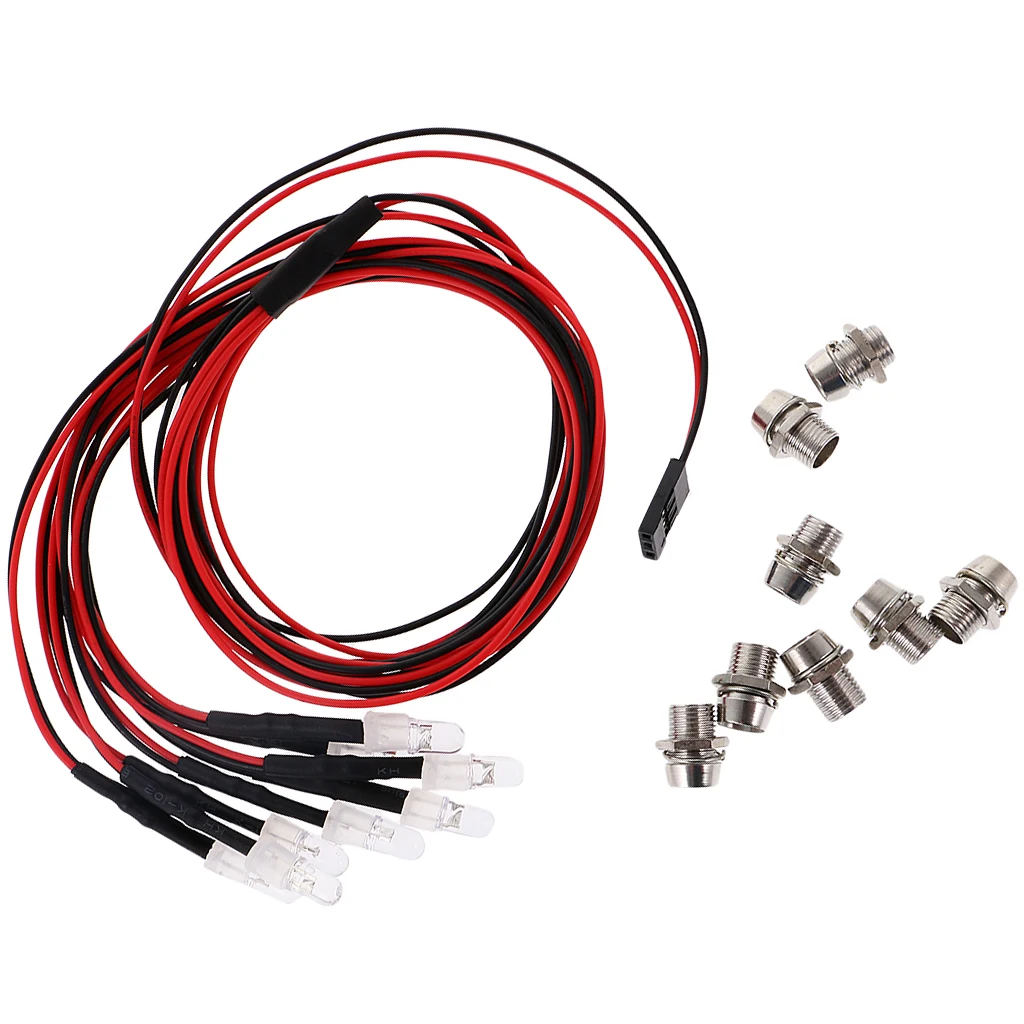 8 Pieces RC Car Accs LED Light Kit LED Lamp Headligth Headlamp for RC Traxxas HSP   Axial SCX10 D90 HPI Car Model