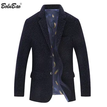 

BOLUBAO Men Blazer Brand Warm Men's Suit Quality Fabric Spring Autumn Fashion Feather Print Comfortable Casual Blazers Coat Male