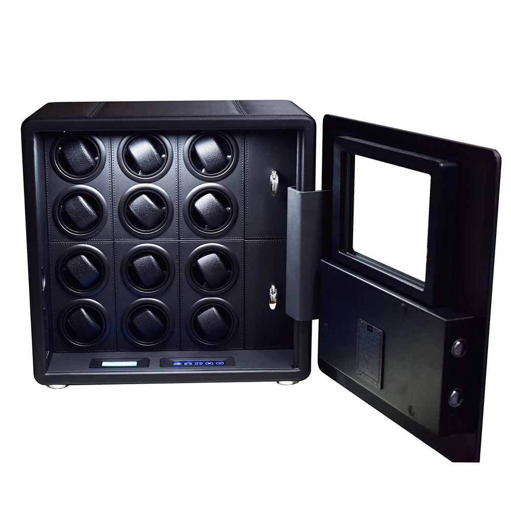 Custom Luxury Biometric Watch Winder Safe Box with 6, 9, or 12 Automatic Watch Rotating... - SKU LAWW1107 - UGI Packaging