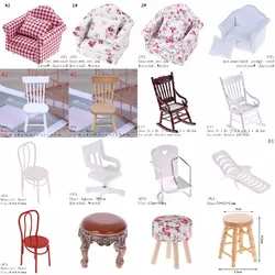 Nouveau meuble Miniature pour maison de poupée 1:12, chaise à bascule en bois blanc, tabouret, canapé, siège en corde de chanvre, accessoires pour jouets 