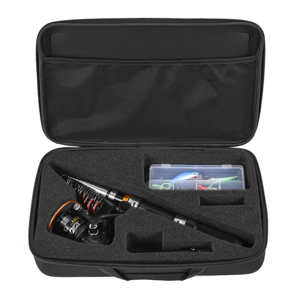 Hot New Portable Fishing Set Rod Combo and Reel Full Kit Fishing Storage Bag Spinning Reel Gear Pole Set Lures Hooks with Case