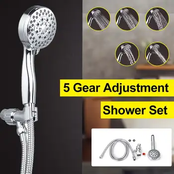 

5 Gear Adjustment Shower Head chrome-plated durable Home Bathroom Rain Shower Durable Round Shower Head uniform effluent