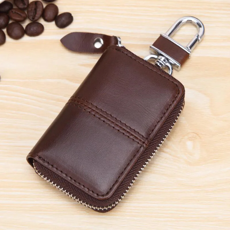 Style 2 Coffee Классические кошельки на молнии для автомобильных ключей, мужские кошельки из натуральной коровьей кожи, автомобильный держатель для ключей, многофункциональная ключница, чехол для ключей, сумка для ключей - Цвет: Style 2 Coffee