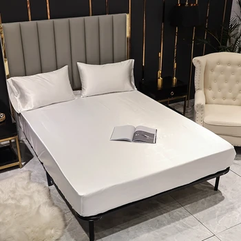 Bonenjoy-sábanas ajustables de un solo Color para cama sábana de Color blanco con banda elástica, 1 unidad