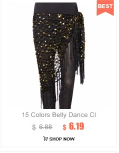 Women Belly Dance Clothing Accessories Teardrop Paillettes Fringe Wrap Elastic Base Tie-Dye Triangle Belts Coins Hip Scarf