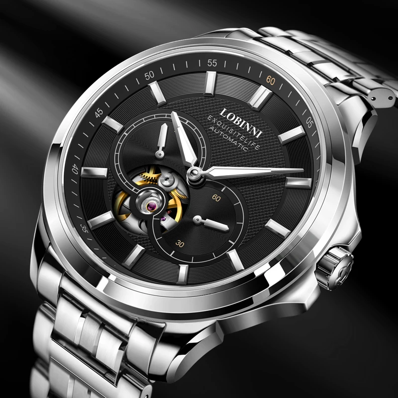 Japan MIYOTA Luxury Brand LOBINNI Automatic Mechanical Men's Waterproof Steel Wristwatches Fashion Design Male Watches