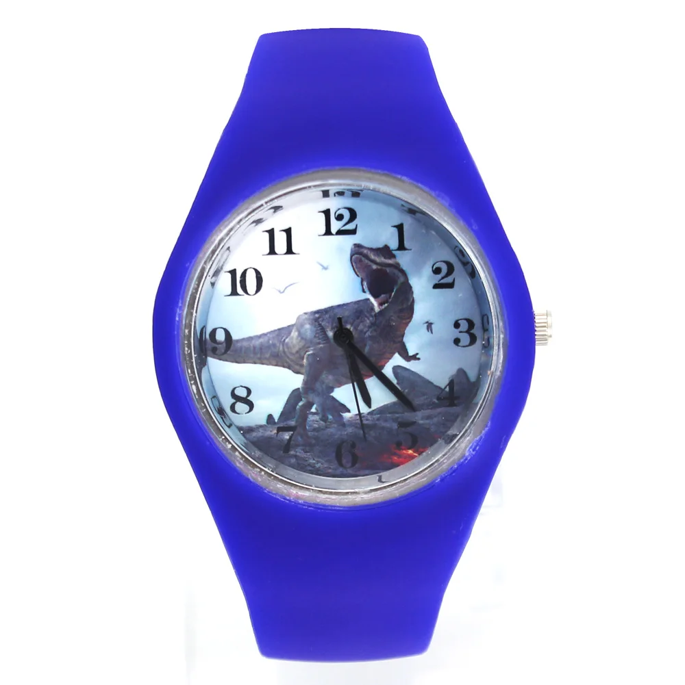 Dinosaur Jurassic Dino Tyrannosaurus Rex Dragon Pattern Men Women Fashion Silicone Band Sport Quartz Wrist Watch 