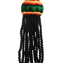 Мужская новинка, ямайская вязаная шапка, парик, коса, шапка Боб Марли Раста, шапочка, Женский ямайский многоцветный головной убор с кисточками, шапка для волос