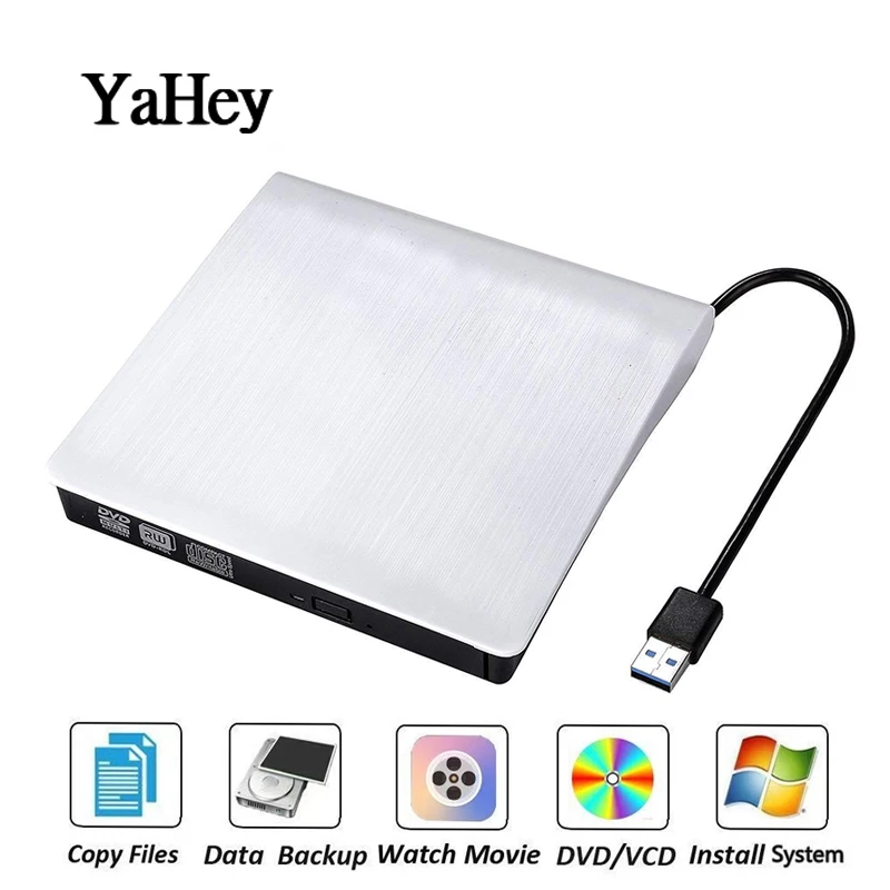YAHEY USB 3 0 тонкий внешний DVD RW CD Привод записи 2019 PC настольная горелка ридер плеер