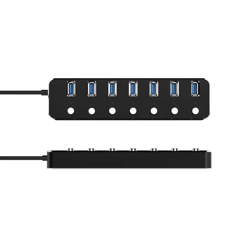 Алюминиевый USB 3,0 концентратор 7 портов USB удлинитель разветвитель с индивидуальным переключателем ВКЛ/ВЫКЛ