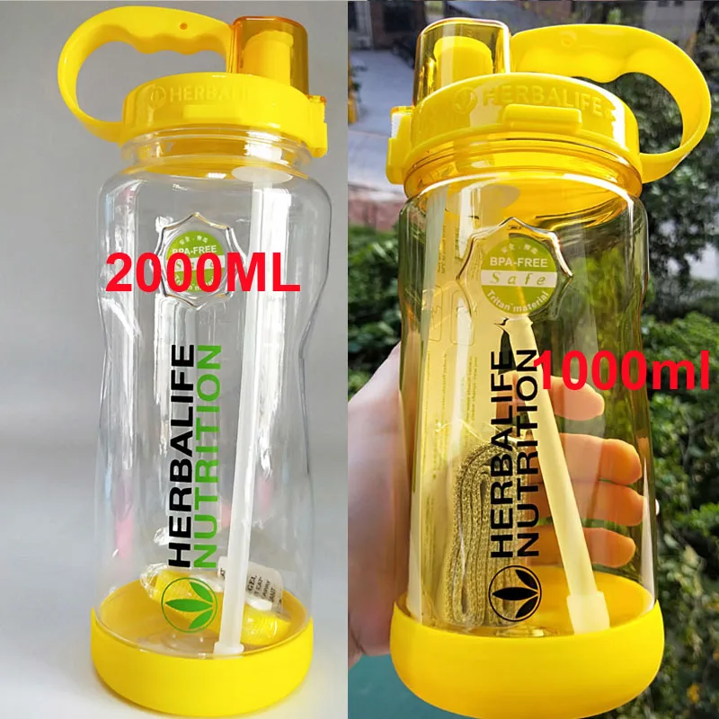 13 Новое поступление 1Л/2л/2000 мл большой размер портативное пространство Herbalife питание 24 часа шейкер соломенный стиль ремень бутылка для воды - Цвет: 13