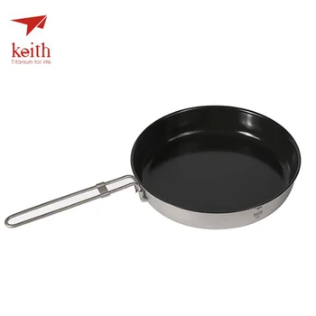 

Keith Titanium Non Stick Folding Frying Pan steak Pot Outdoor Camping Cookware Pot Tableware Cutlery 2Person 1L Ti8150