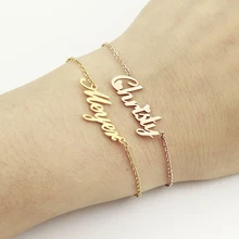 Персонализированные именные браслеты на заказ для женщин и девочек, розовое золото, серебро, нержавеющая сталь, женский браслет на цепочке, модные ювелирные изделия