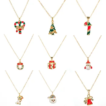 

2020 Christmas Necklace Snowflake Snowman Necklace New Year Gift Santa Claus New Year Necklace for Women Girl Christmas jewelry