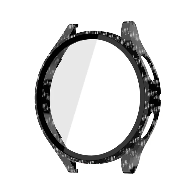 Tempered Glass+Matte Watch Cover for Galaxy Watch 4 Case 44mm 40mm,All Around Coverage Protective Bumpers for Galaxy Watch 4 Carbon Black