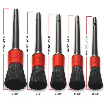

5pcs Natural Boar Hair Detail Brush Set Automotive Detailing For Car Cleaning Car Accessories Maintenance Auto Detailing #py10