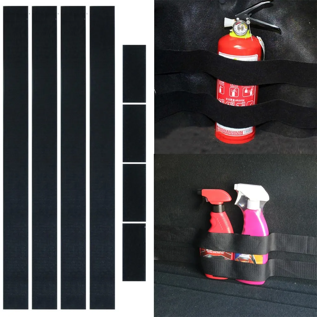 4 шт. Автомобильный багажник хранения содержание мешок Быстрый Огнетушитель держатель безопасный набор ремней Универсальный гибкий ремень# P10 - Цвет: Черный