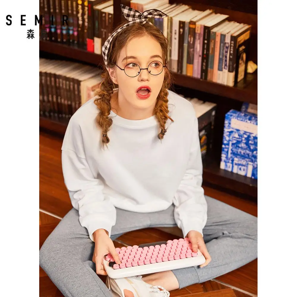 SEMIR толстовки молодой моды женщин с длинным рукавом корейской версии свободные