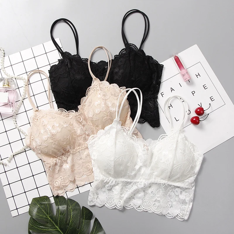 

Flower Hollow Out Lace Bra Lingerie Women Wire Free Full Cup Soft Underwear Women Seamless Bras Bralette Sexy Lingerie