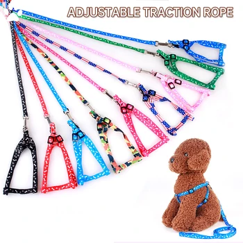 

Dog Vest Harness for Chihuahua Pug Small Medium Dogs Cats Polyester Harness Walking Lead Leash Set Printed Dog Leash