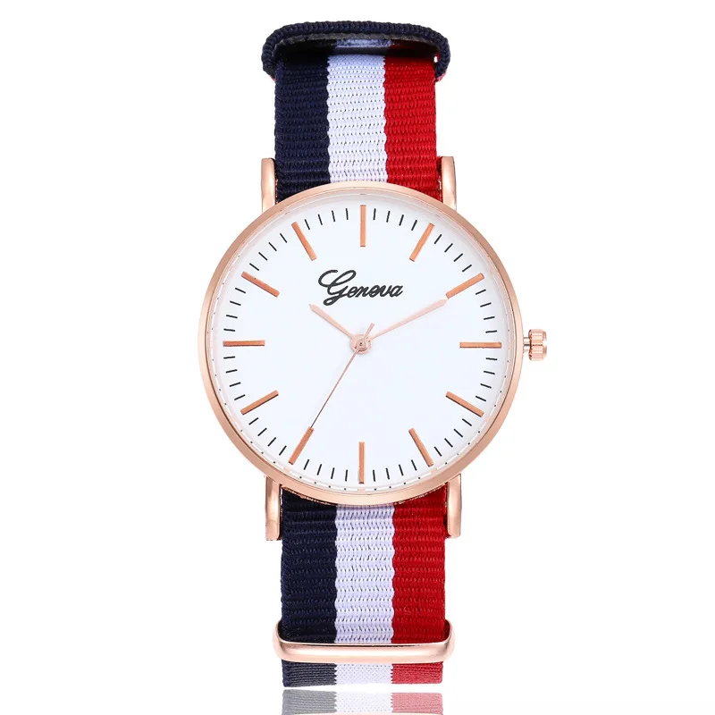 

Hot Selling Stripes Canvas Nylon Fashion Ultra-Thin Cool Gold Two Needle Simple Europe And America Retro Trend Color Stripes Wat