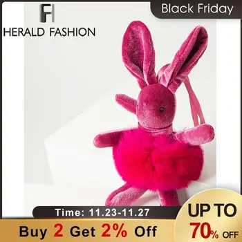 

Herald Fashion New Arrival Women Bunny Fur Rabbit Pompom Ball Doll Bag Pendant for Buckle Handbag Charm Accessories