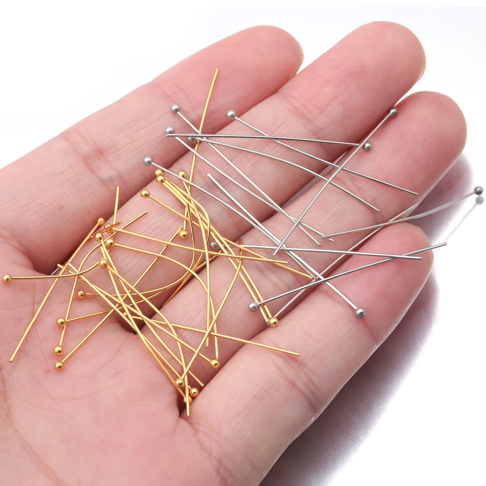 50Pcs Stainless Steel Gold Plated Ball Pins Length 20 25 30 35 40mm for