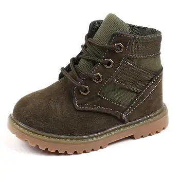 

SKOEX Children Fashion Boots Boys Girls Ankle Boots Lace-Up Canvas Sneakers Kids Comfort Workboot Motorcycle Martin Booties