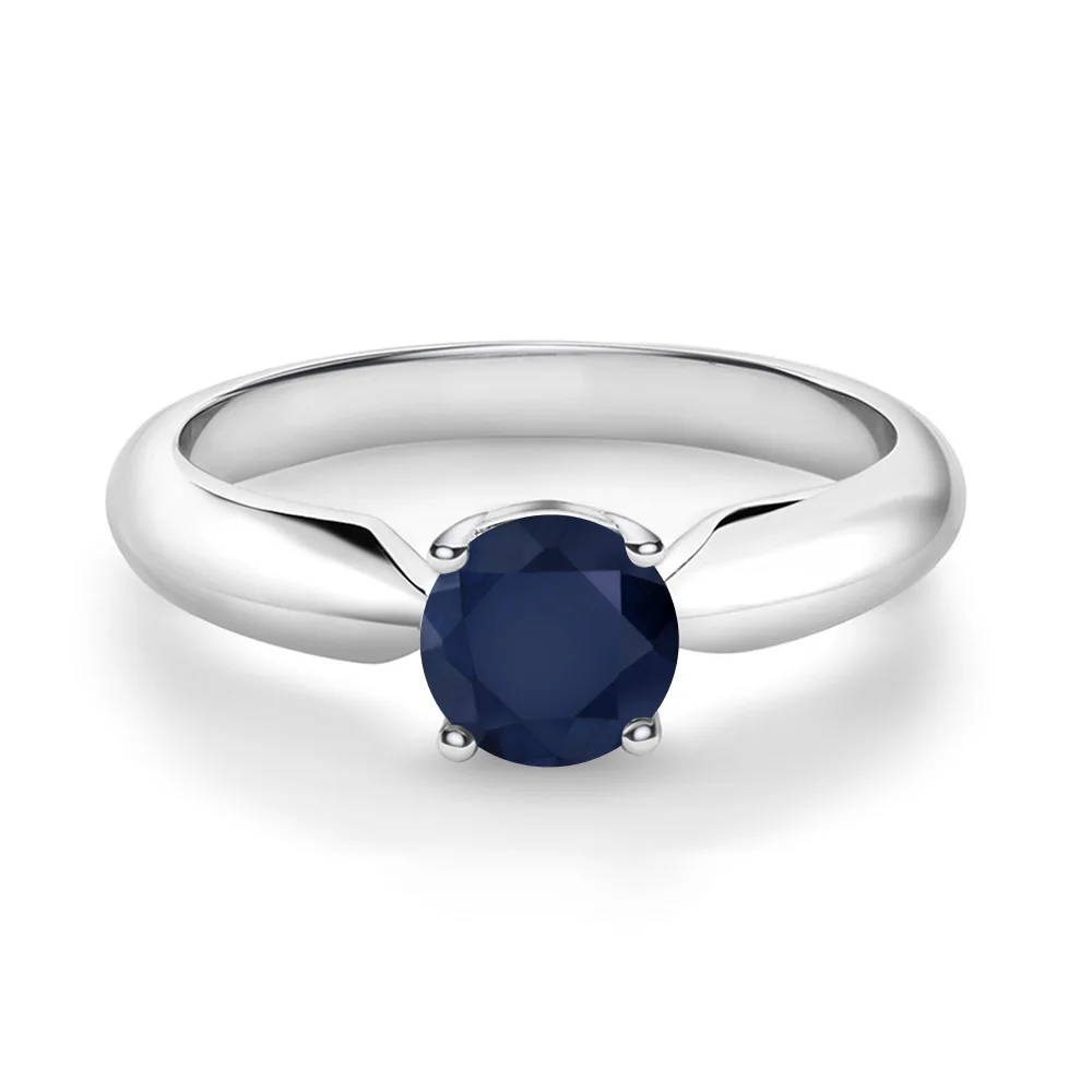 Женское кольцо GemStoneKing розовое из серебра 925 пробы с синим сапфиром 1 00 Карат|ring